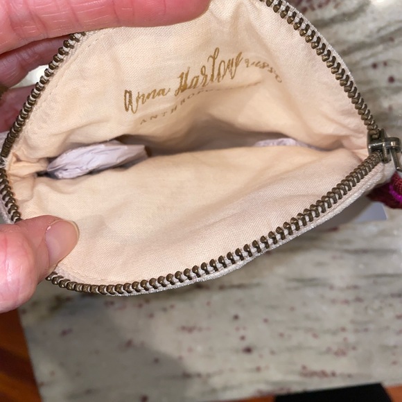 ANTHROPOLOGIE embellished floral circle beaded pouch, “S” monogram. - Picture 3 of 3